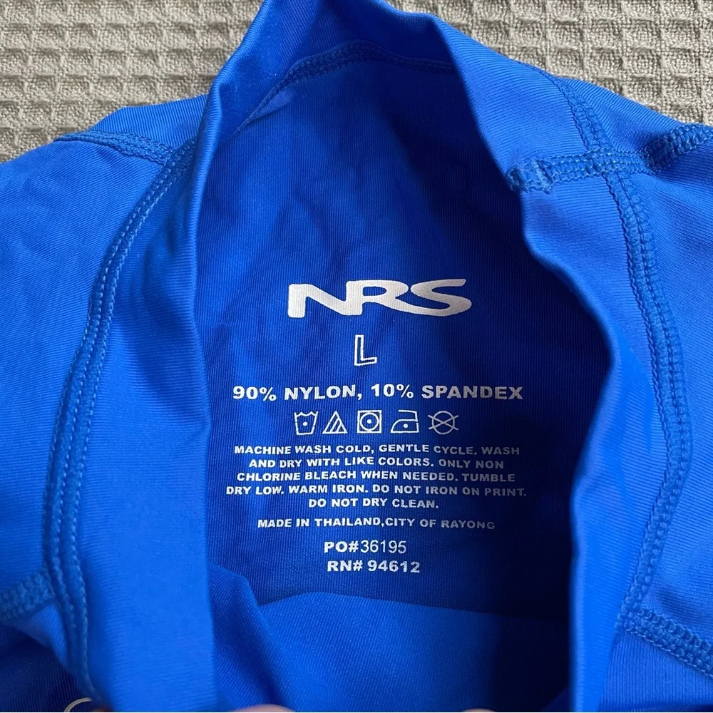 NRS HydroSilk Long Sleeve Rash Guard Swim Shirt Large Men’s Blue Fitted UPF
